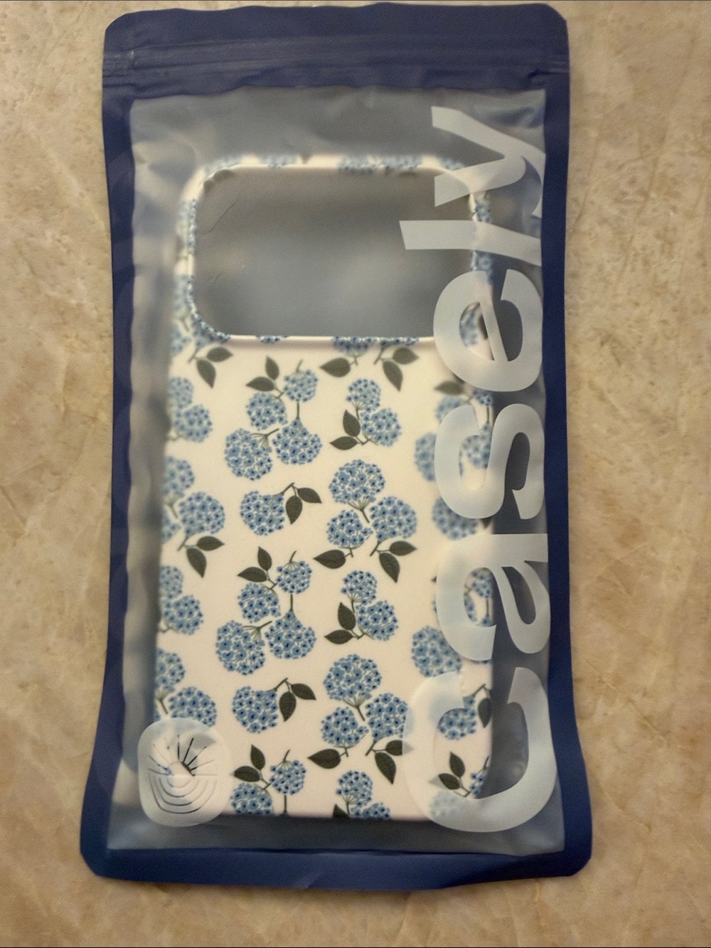 Blue Floral Protective Phone Case - White Background
